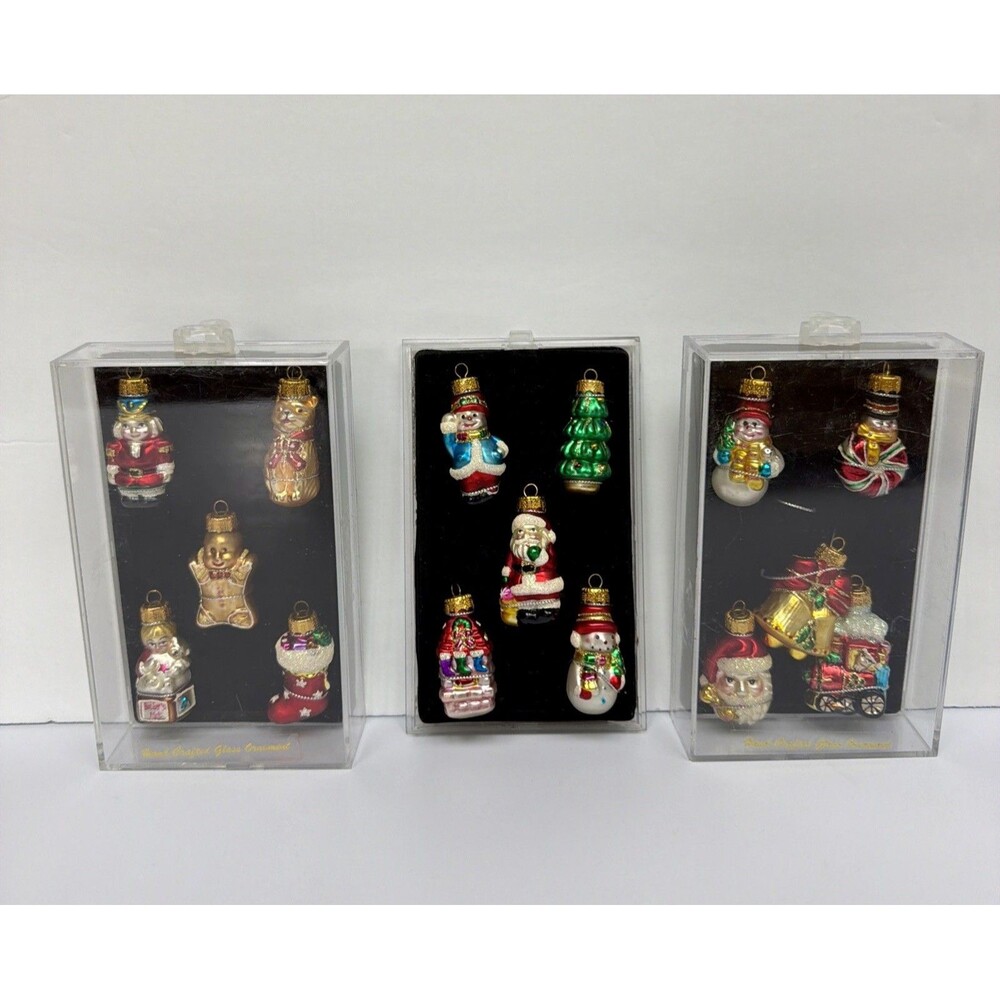 Vtg Michaels Hand Crafted Mini Multi Color Christmas Tree Ornaments Lot of 3